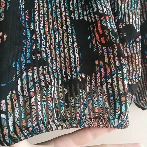 Anthropologie Maeve Madeira Boho Satin Shimmer Abstract Paisley Blouse Medium - Picture 8 of 16